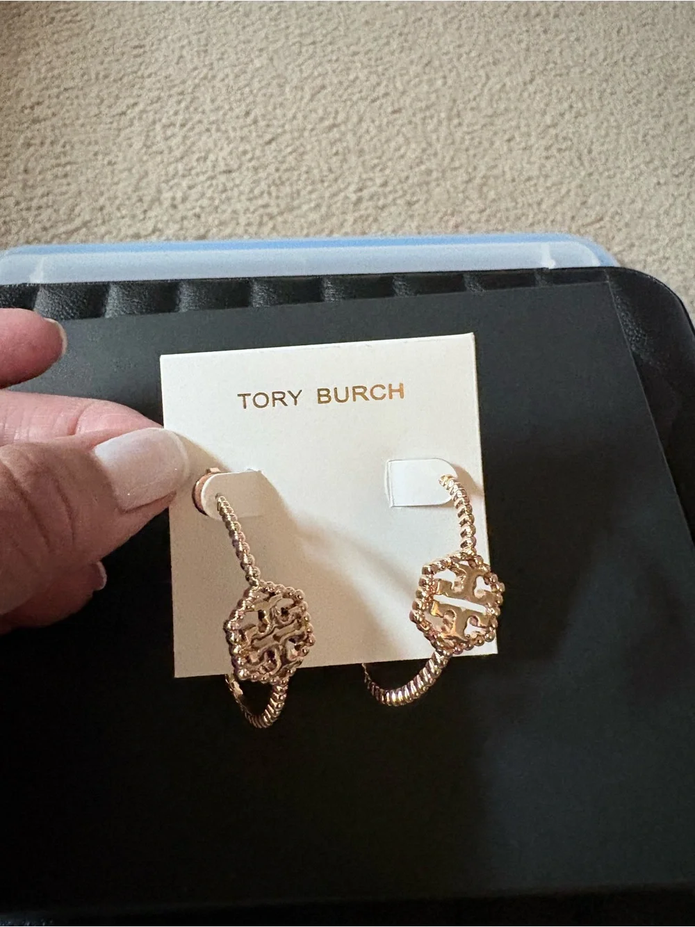 Tory Burch Gold-Tone Logo Chain Drop Earrings